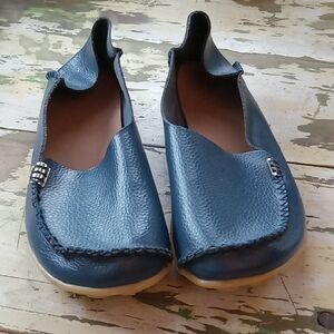 Women's Driving Shoes Blue And Gold Size 44